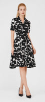 Hadlee Fit and Flare Notch Lapel Poly Silk Midi Dress - MEAN BLVD