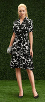Hadlee Fit and Flare Notch Lapel Poly Silk Midi Dress - MEAN BLVD