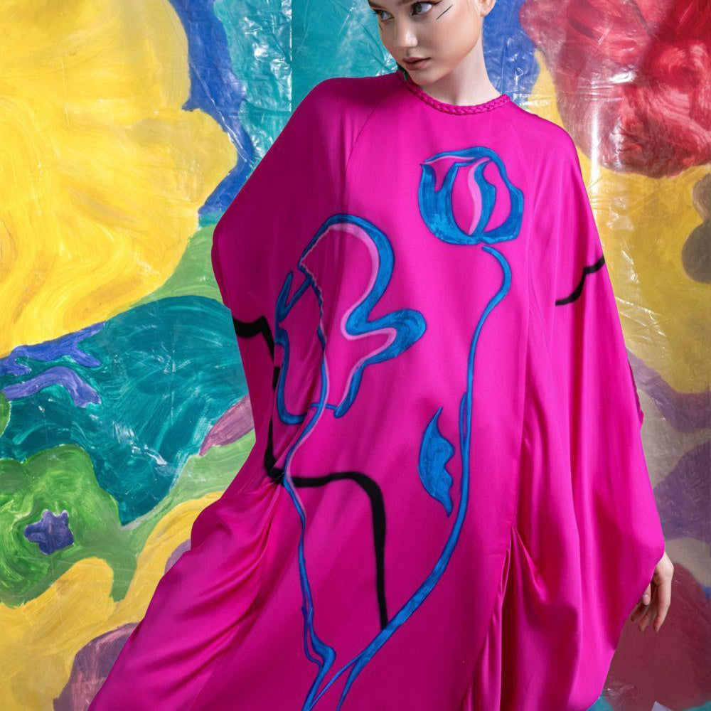 Hadley Straight Batwing Sleeved Satin Floor Length Dress - MEAN BLVD