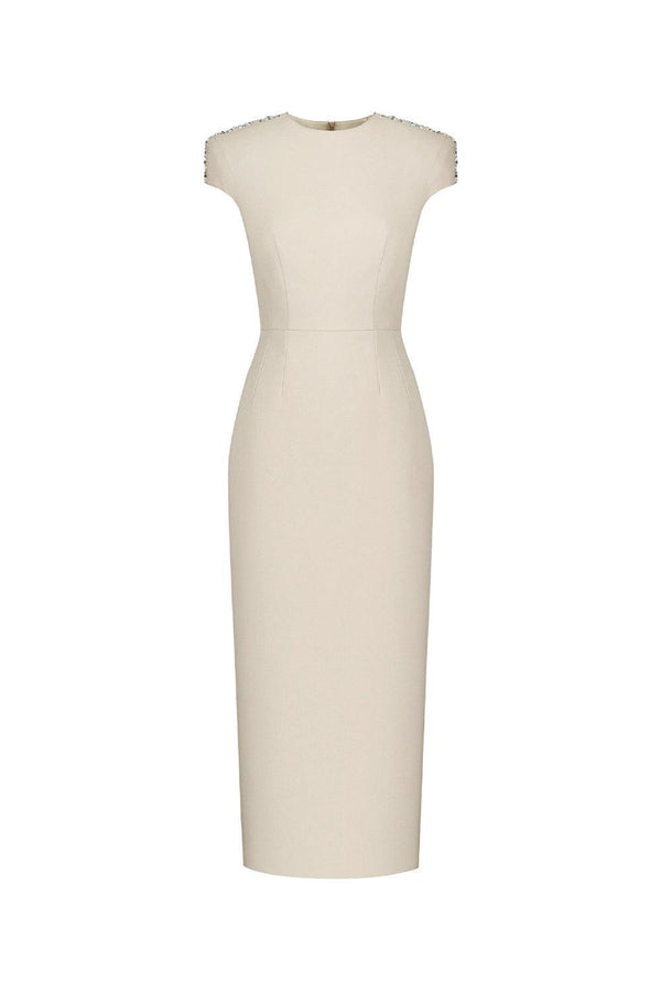 Hadrian Sheath Round Neck Crepe Midi Dress - MEAN BLVD