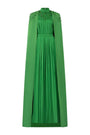 Halcyon Cape Pleated Silk Floor Length Dress - MEAN BLVD