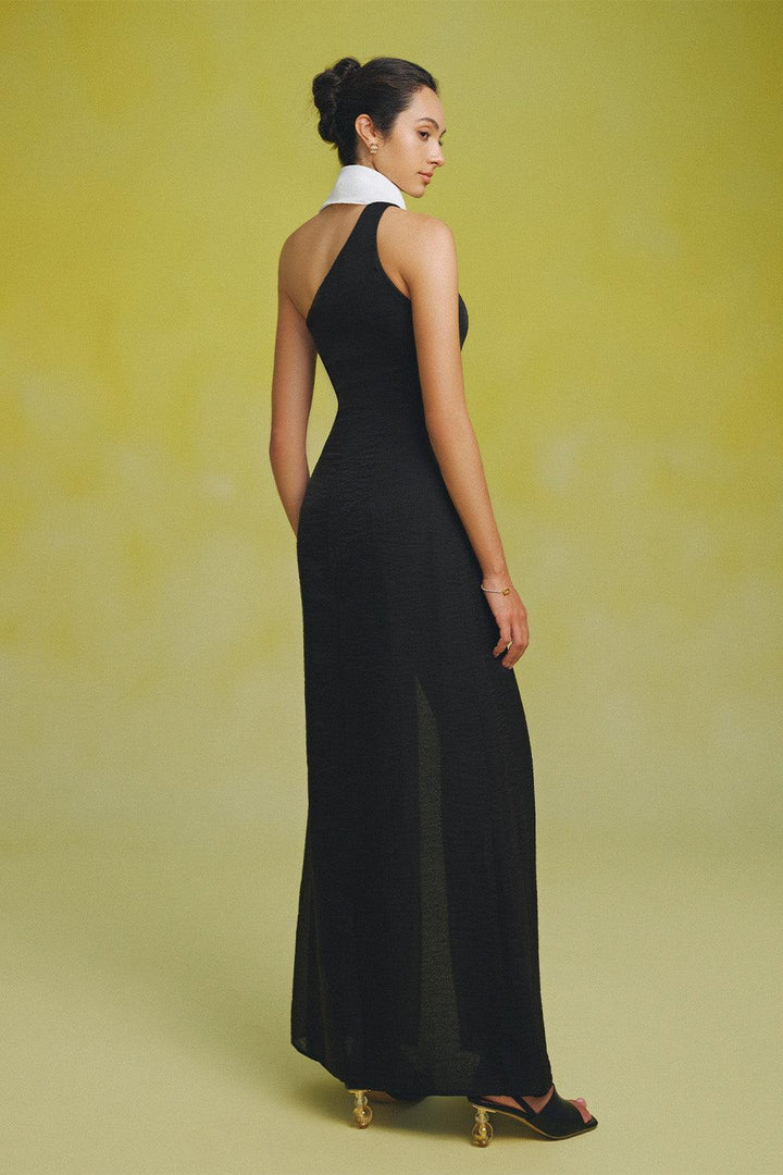 Han Thuyen Slit Asymmetric Neck Silk Organza Floor Length Dress - MEAN BLVD