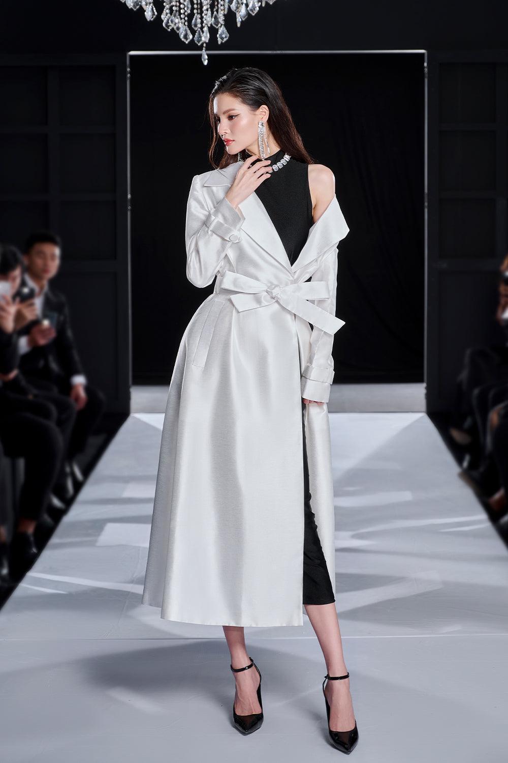 Women's Hanging Straight Notch Lapel Cotton Set S/M/L Black and White ...
