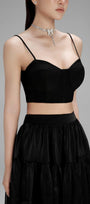 Hannah Cropped Spaghetti Strap Polycotton Top - MEAN BLVD