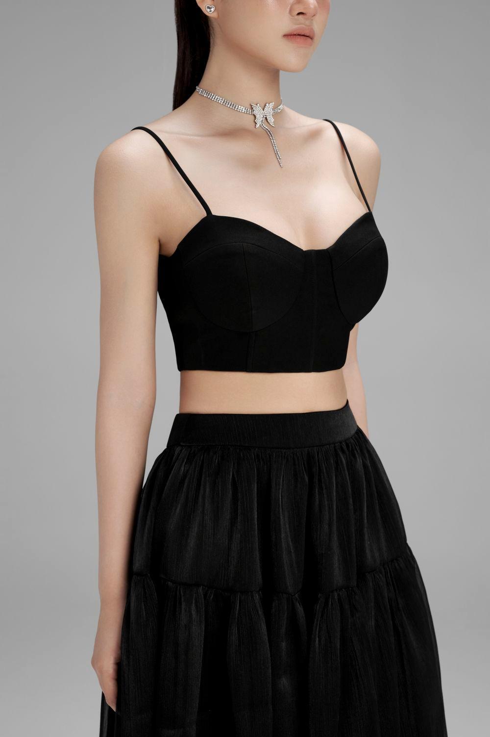 Hannah Cropped Spaghetti Strap Polycotton Top - MEAN BLVD