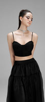 Hannah Cropped Spaghetti Strap Polycotton Top - MEAN BLVD
