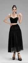 Hannah Gathered High Waist Mesh Midi Skirt - MEAN BLVD
