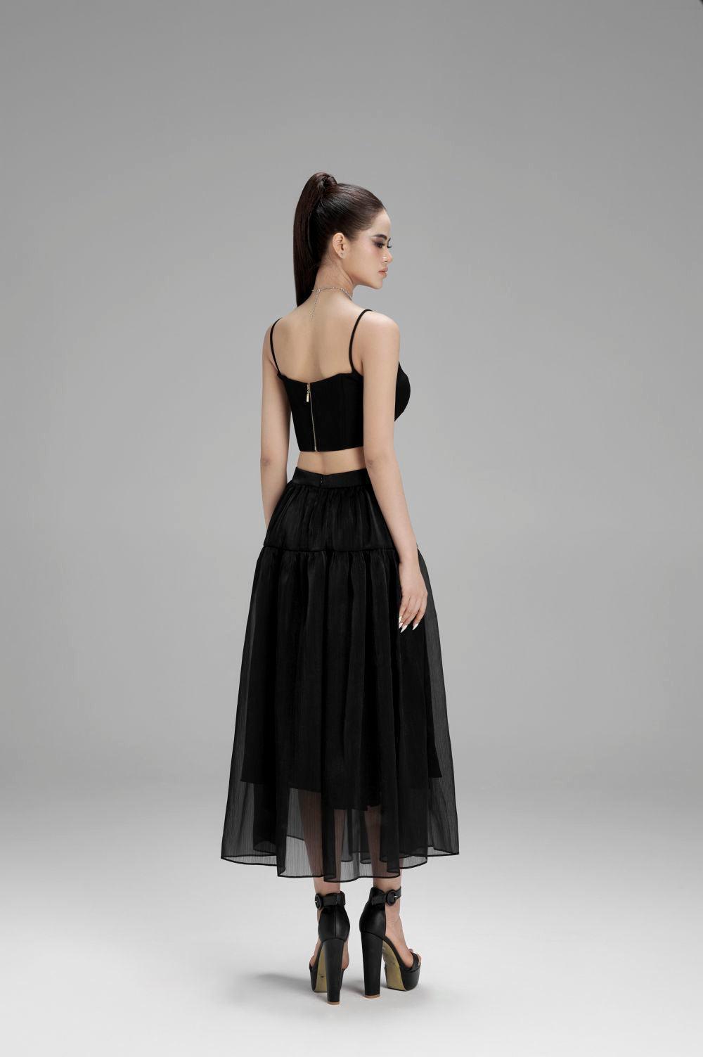 Hannah Gathered High Waist Mesh Midi Skirt - MEAN BLVD