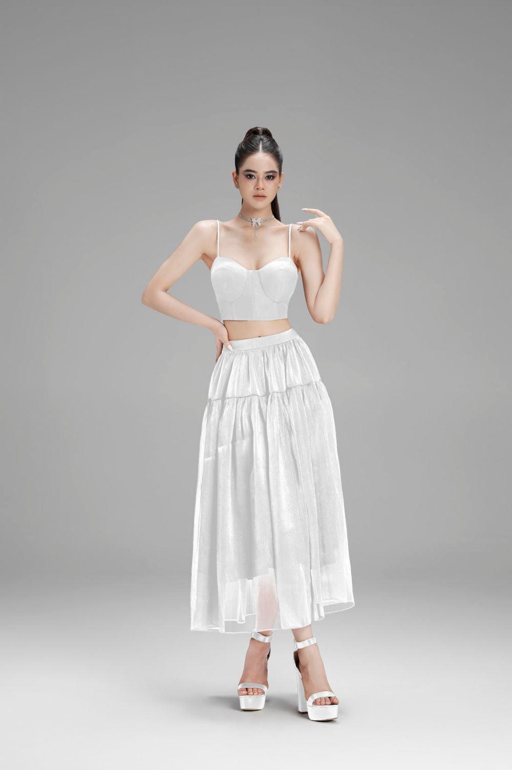 Hannah Gathered High Waist Mesh Midi Skirt - MEAN BLVD