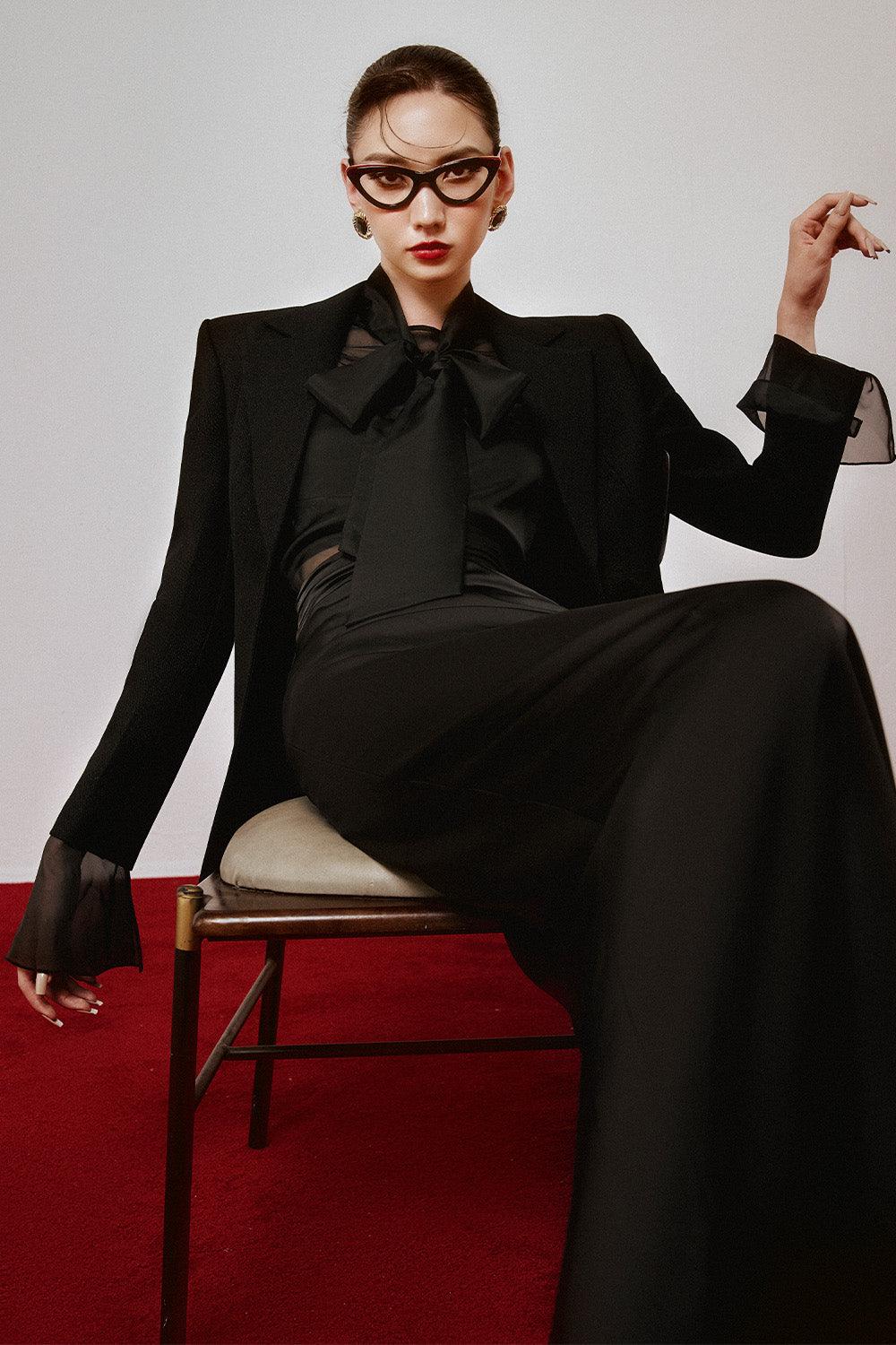 Happer Straight Tie Neck Organza Shirt - MEAN BLVD