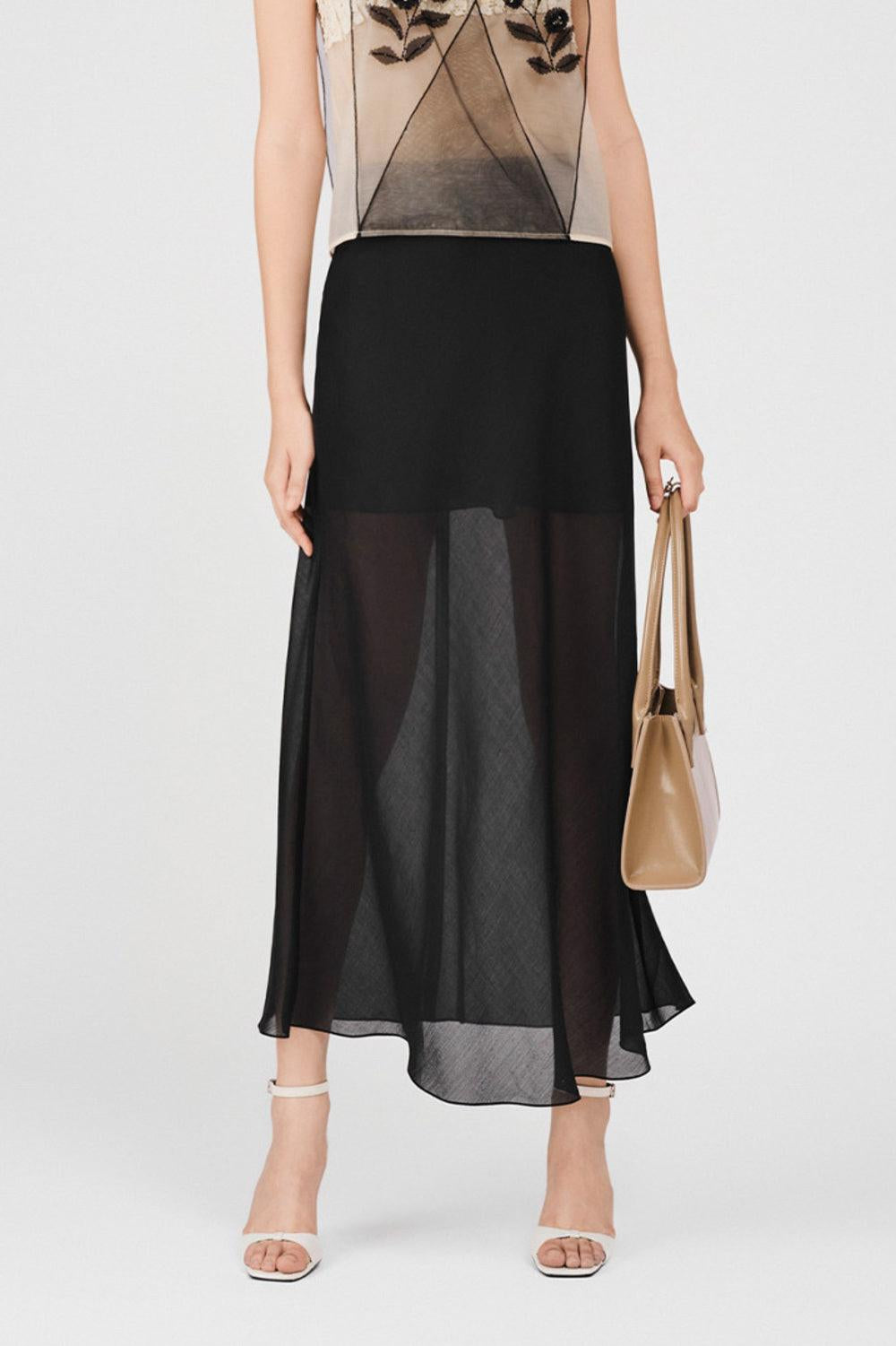 Harmony Straight Wavy Organza Ankle Length Skirt - MEAN BLVD