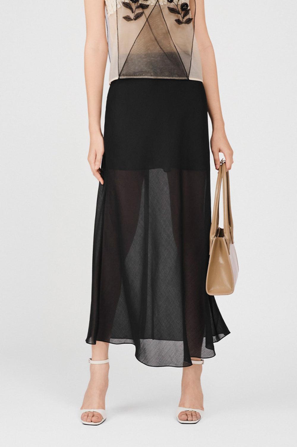 Harmony Straight Wavy Organza Ankle Length Skirt - MEAN BLVD