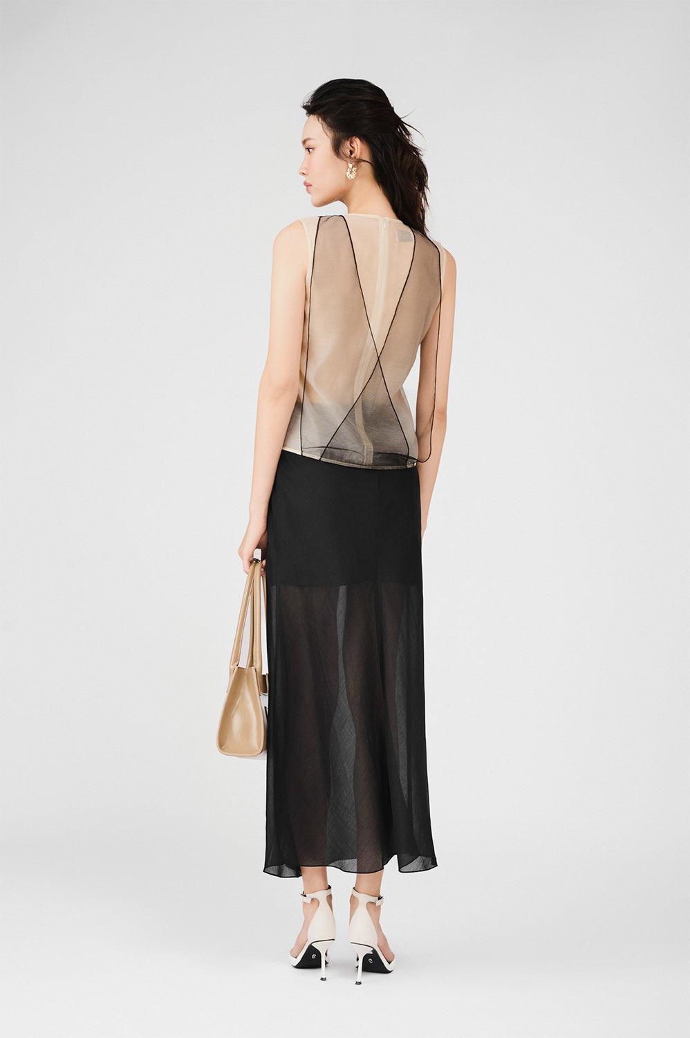 Harmony Straight Wavy Organza Ankle Length Skirt - MEAN BLVD