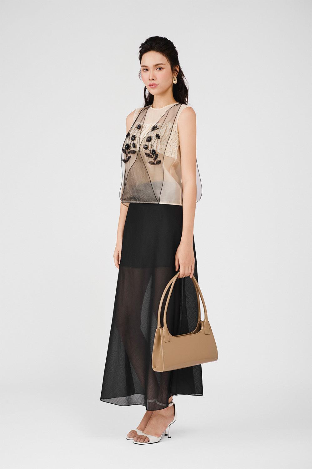 Harmony Straight Wavy Organza Ankle Length Skirt - MEAN BLVD