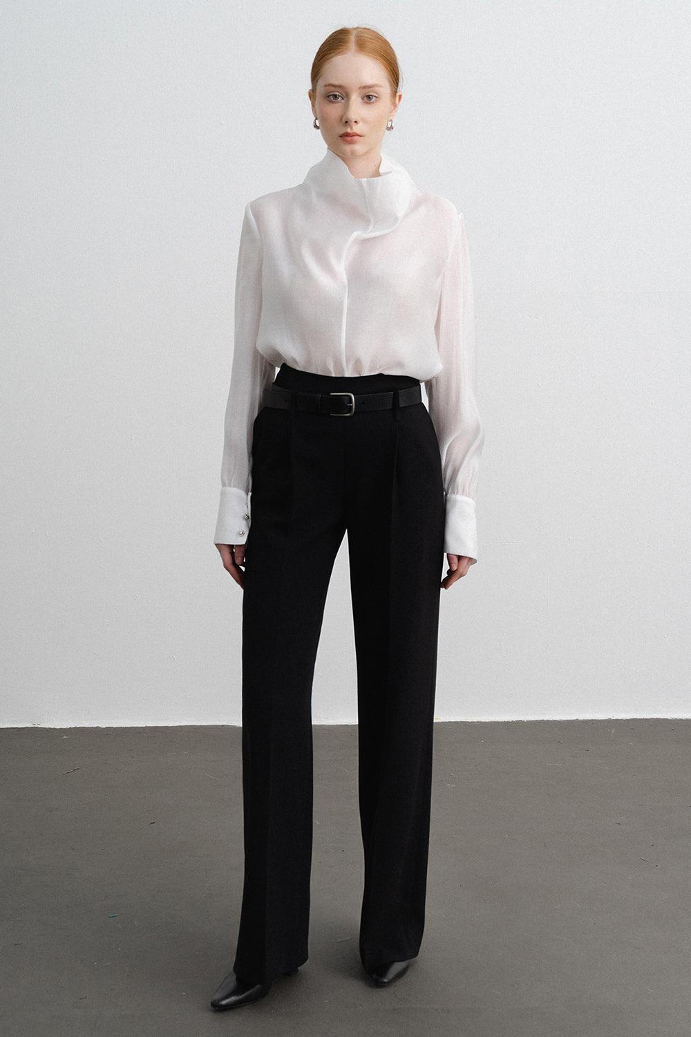 Harper Straight Long Sleeved Silk Organza Shirt - MEAN BLVD