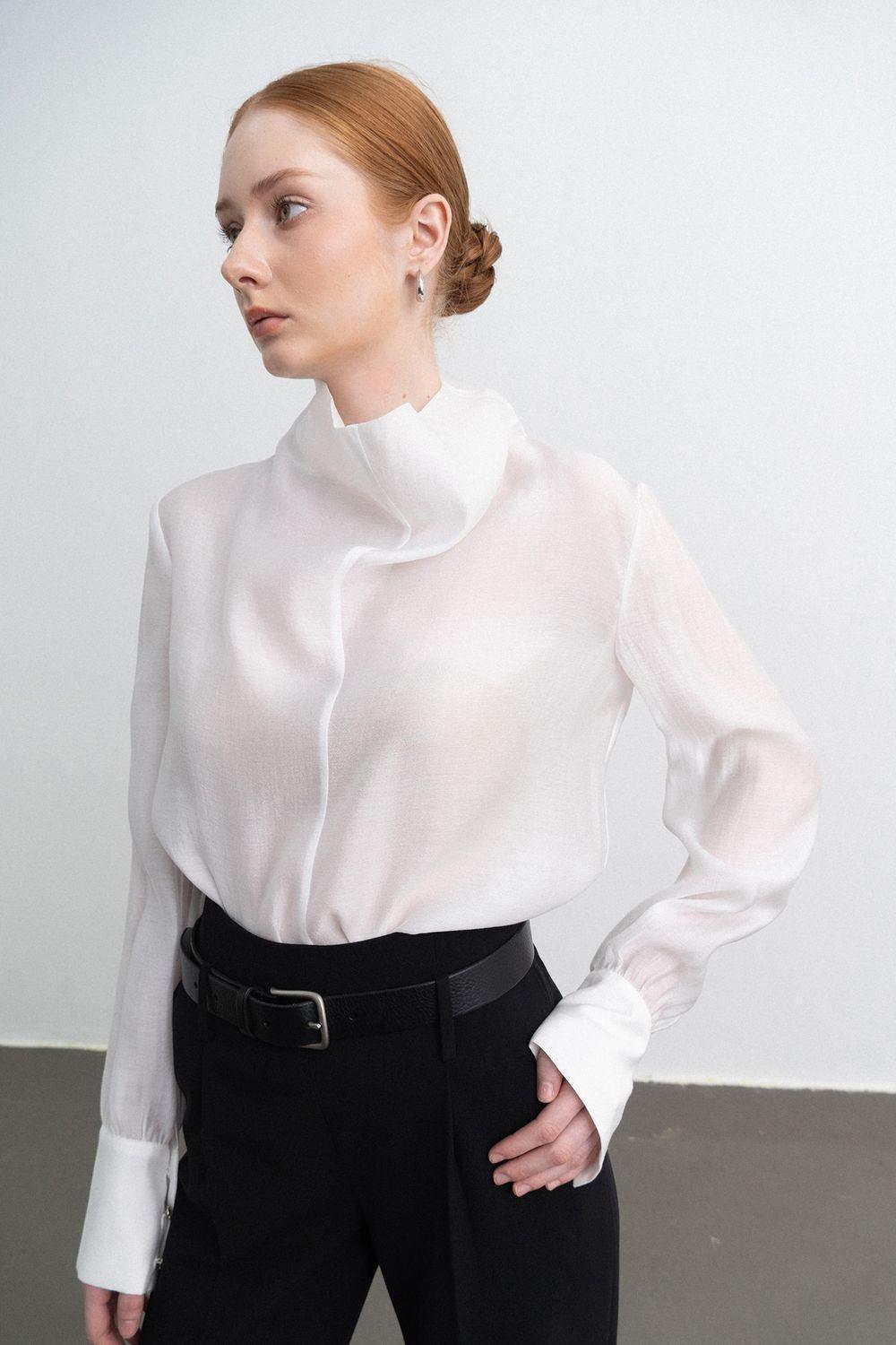 Harper Straight Long Sleeved Silk Organza Shirt - MEAN BLVD