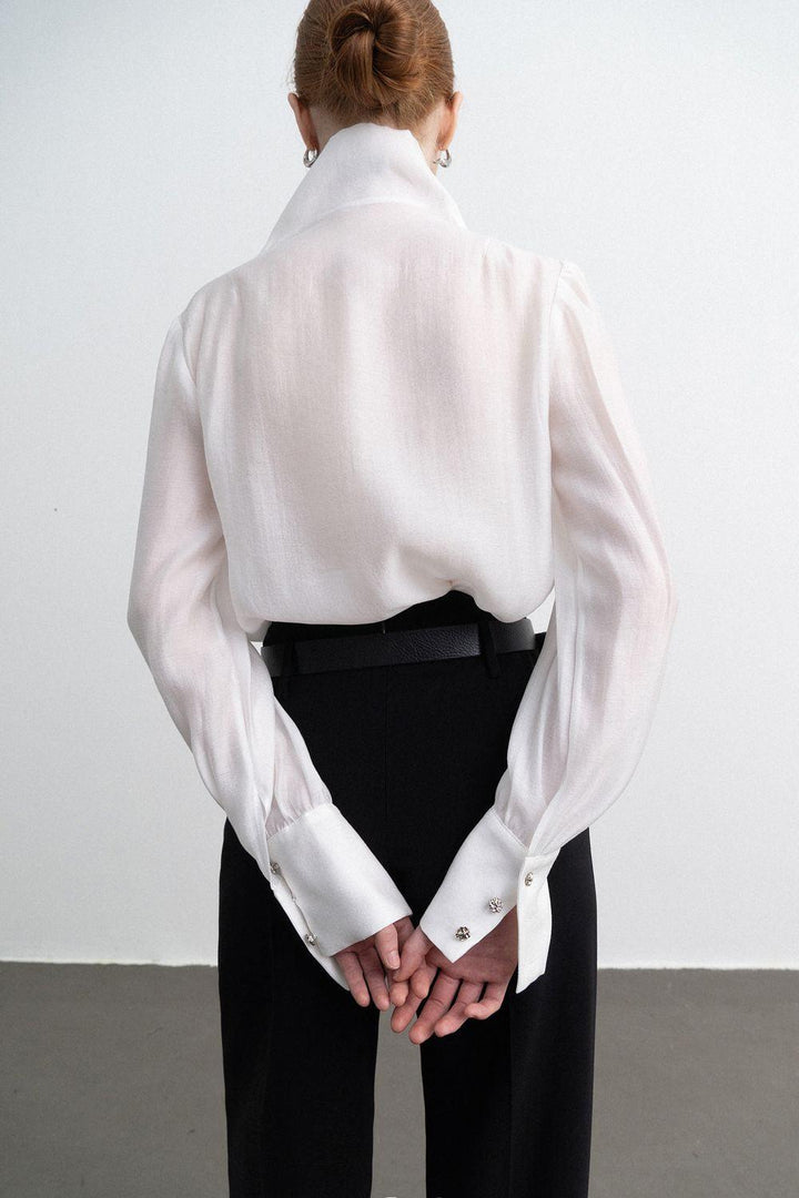 Harper Straight Long Sleeved Silk Organza Shirt - MEAN BLVD