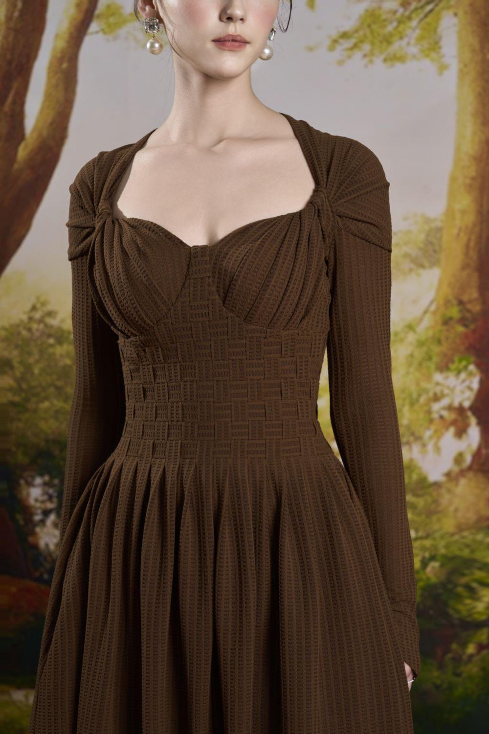 Women's Harry A-Line Long Sleeved Cotton Midi Dress S/M/L Brown Mean Blvd Brown / L Women's Harry A-Line Long Sleeved Cotton Midi Dress S/M/L Brown Mean Blvd Brown / L