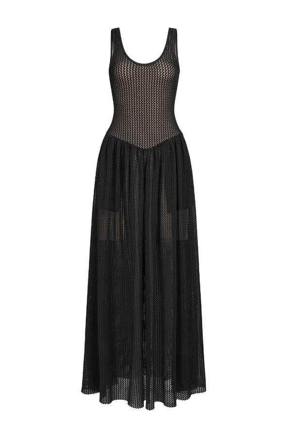 Hartman A-line Scoop Neck Mesh Lace Floor Length Dress - MEAN BLVD