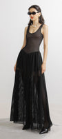 Hartman A-line Scoop Neck Mesh Lace Floor Length Dress - MEAN BLVD