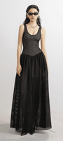 Hartman A-line Scoop Neck Mesh Lace Floor Length Dress - MEAN BLVD