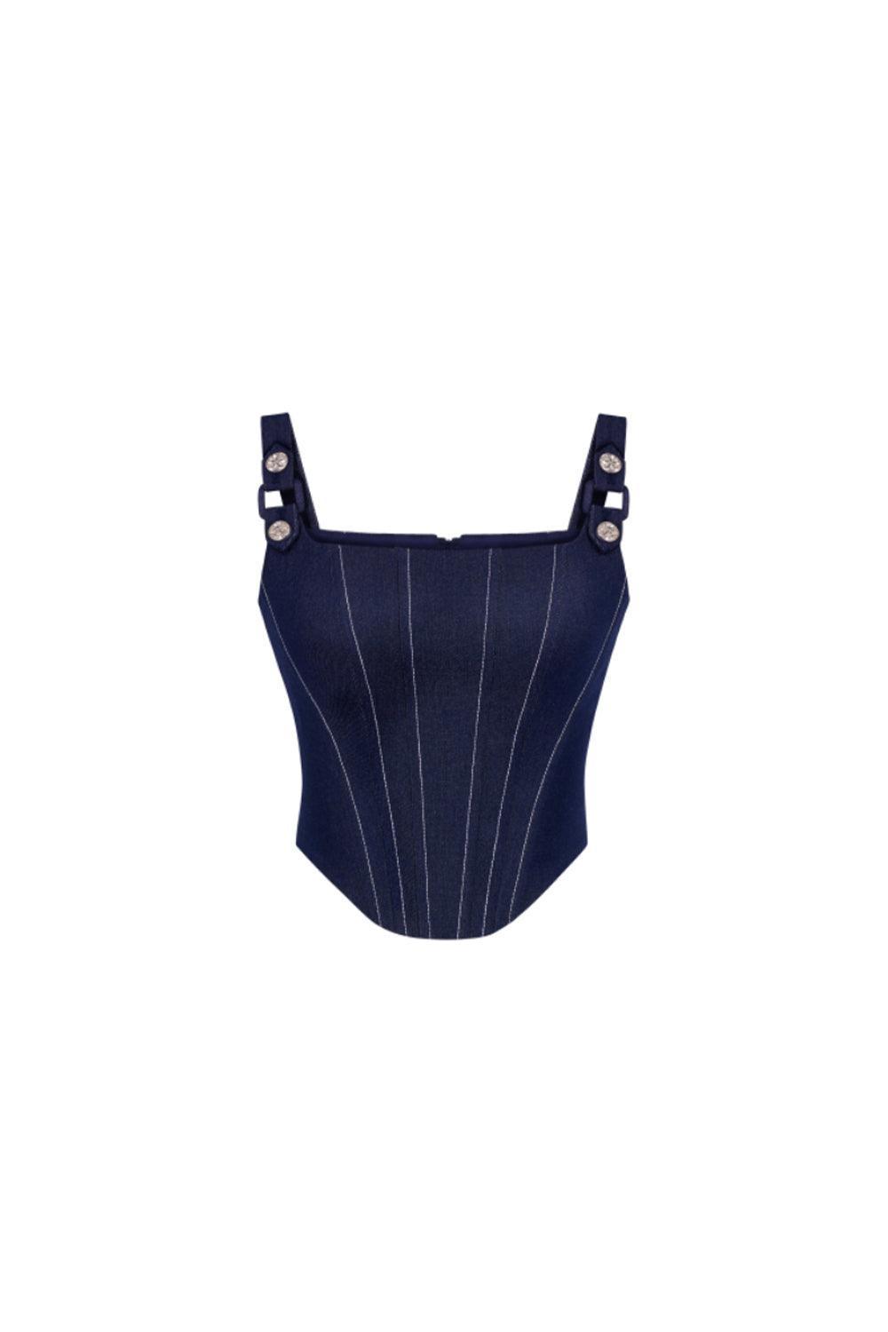 Havana Bodycon Square Neck Denim Crop Top - MEAN BLVD