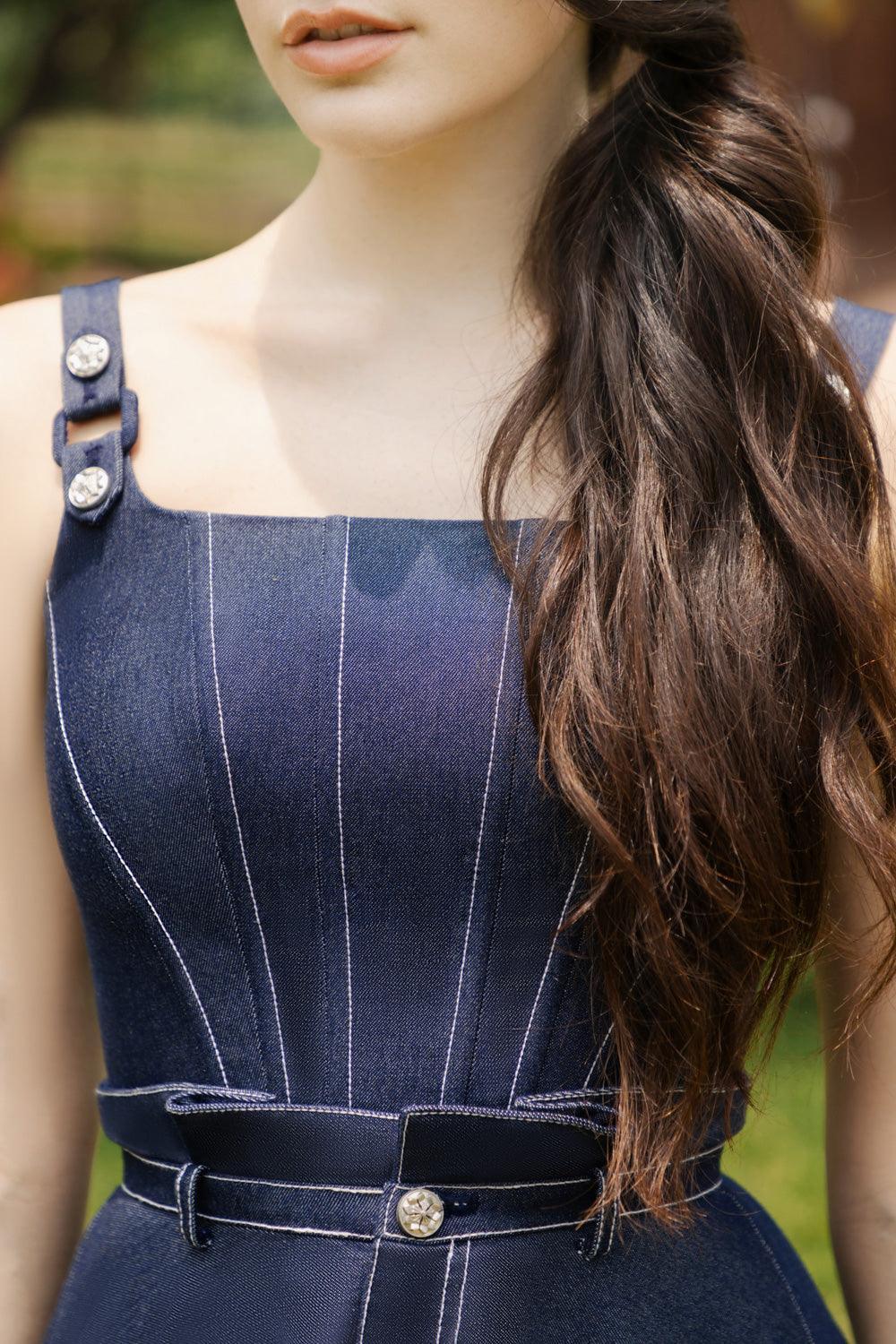 Havana Bodycon Square Neck Denim Crop Top - MEAN BLVD