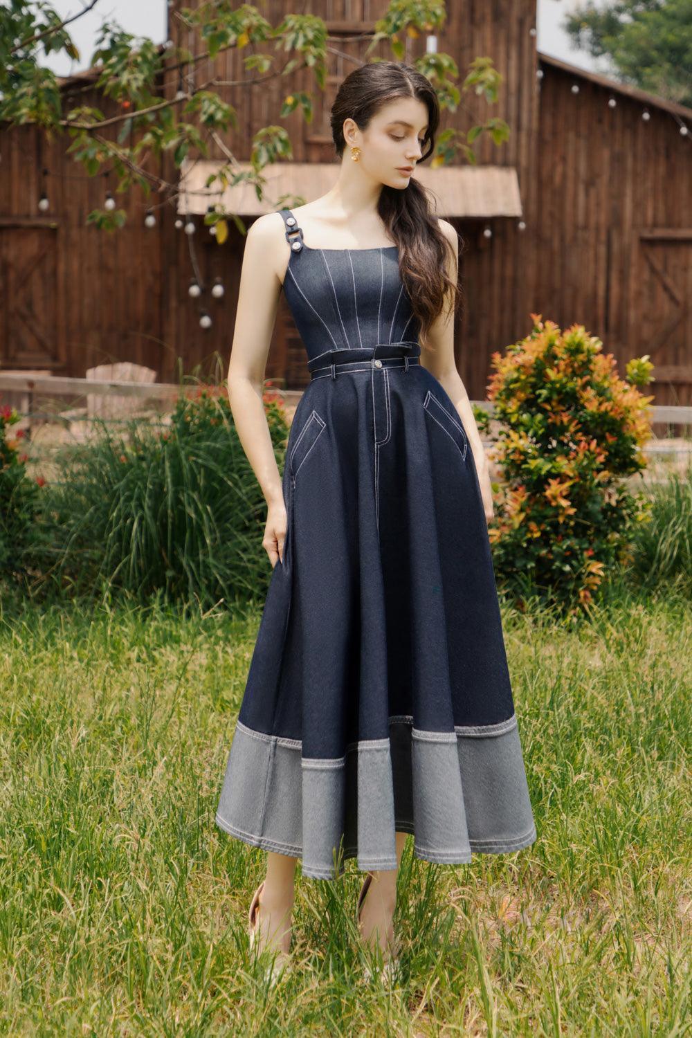Havana Bodycon Square Neck Denim Crop Top - MEAN BLVD