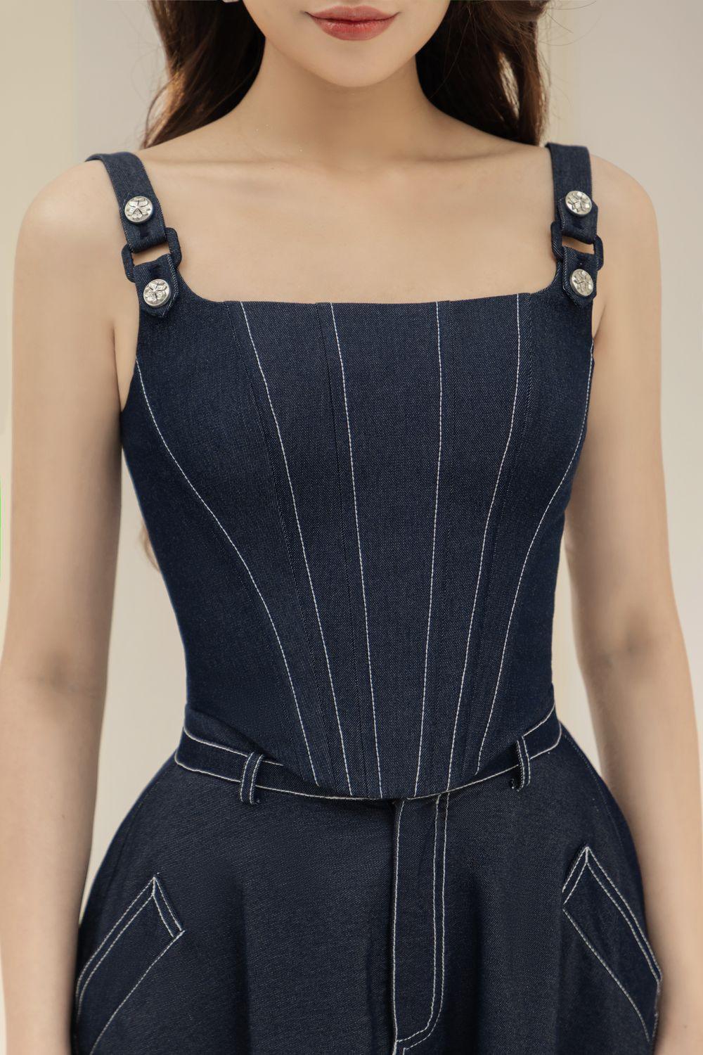 Havana Bodycon Square Neck Denim Crop Top - MEAN BLVD