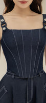 Havana Bodycon Square Neck Denim Crop Top - MEAN BLVD
