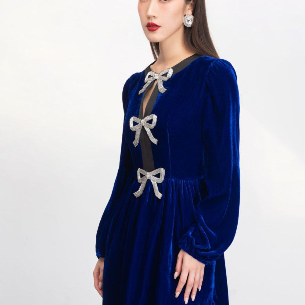 Haven A-line Long Sleeved Velvet Mini Dress - MEAN BLVD