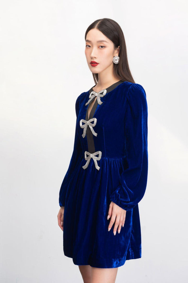 Haven A-line Long Sleeved Velvet Mini Dress - MEAN BLVD
