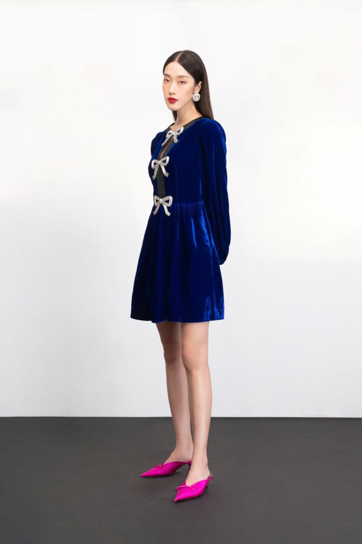 Haven A-line Long Sleeved Velvet Mini Dress - MEAN BLVD