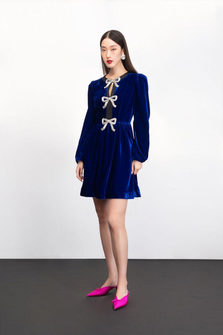 Haven A-line Long Sleeved Velvet Mini Dress - MEAN BLVD