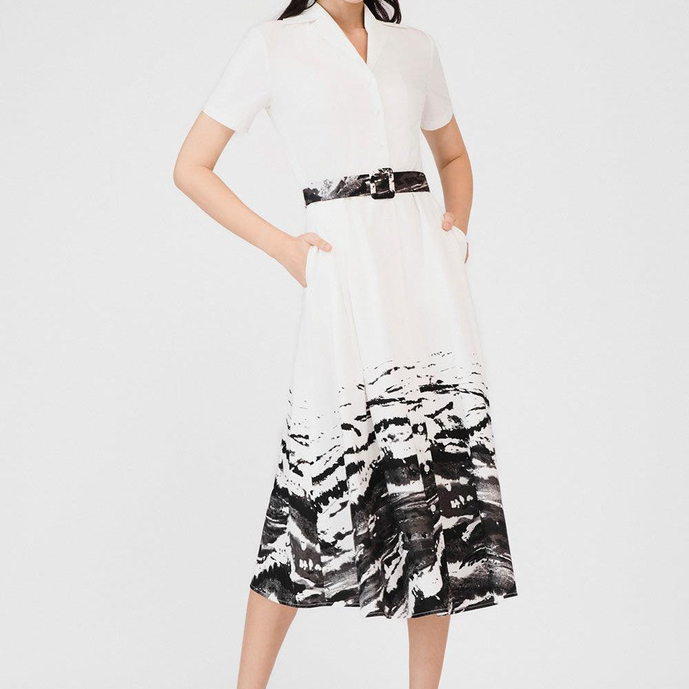 Hayley A-line Notch Lapel Kate Midi Dress - MEAN BLVD