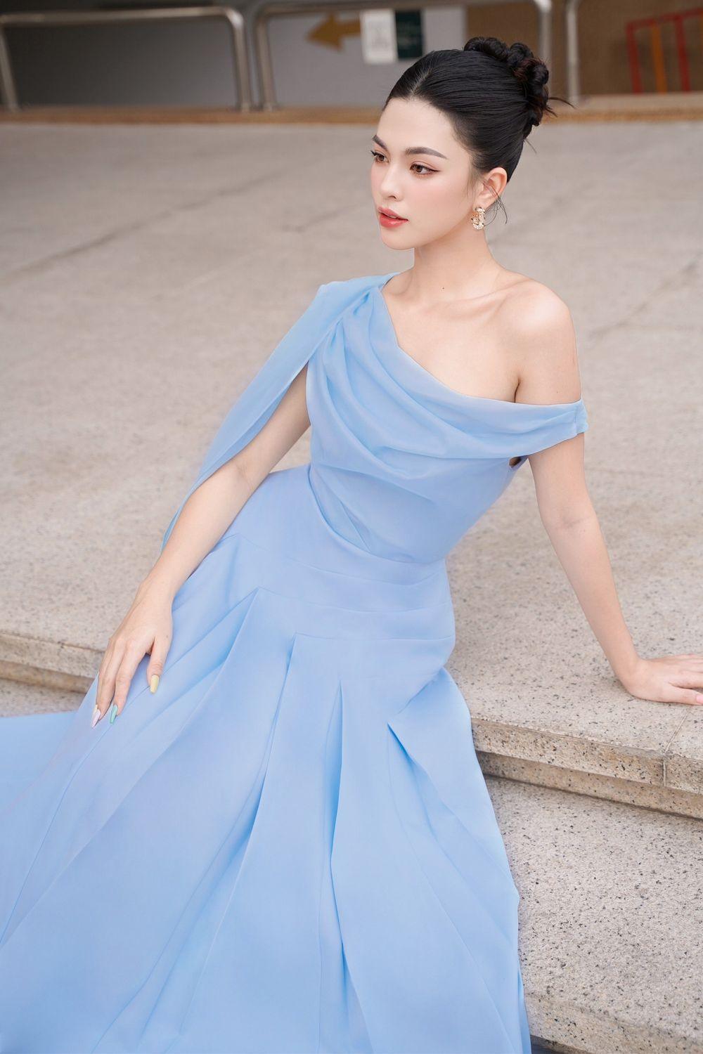 Hazel Pleated Asymmetric Sleeved Organza Voile Midi Dress - MEAN BLVD