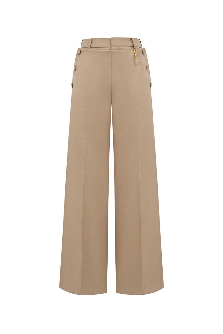 Hazel Straight Button Chino Floor Length Trousers - MEAN BLVD