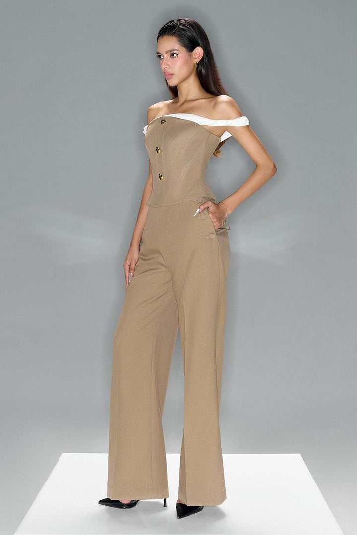 Hazel Straight Button Chino Floor Length Trousers - MEAN BLVD