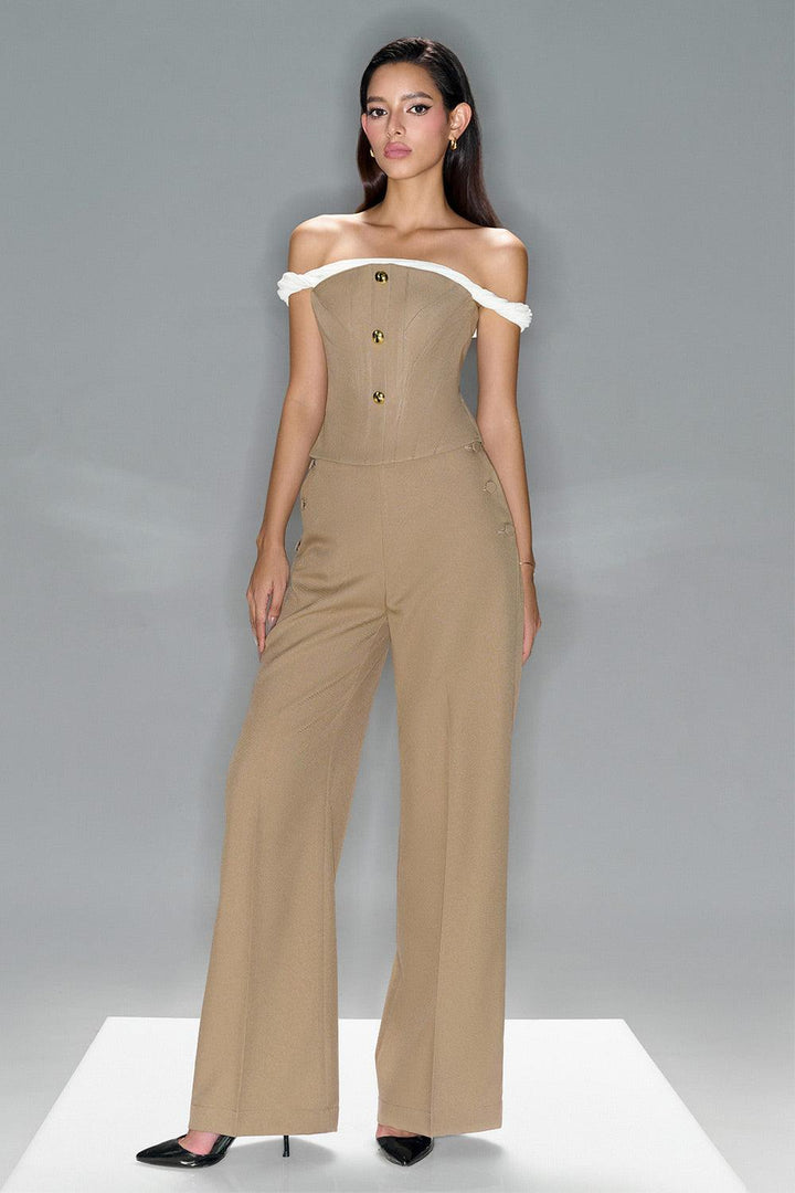 Hazel Straight Button Chino Floor Length Trousers - MEAN BLVD