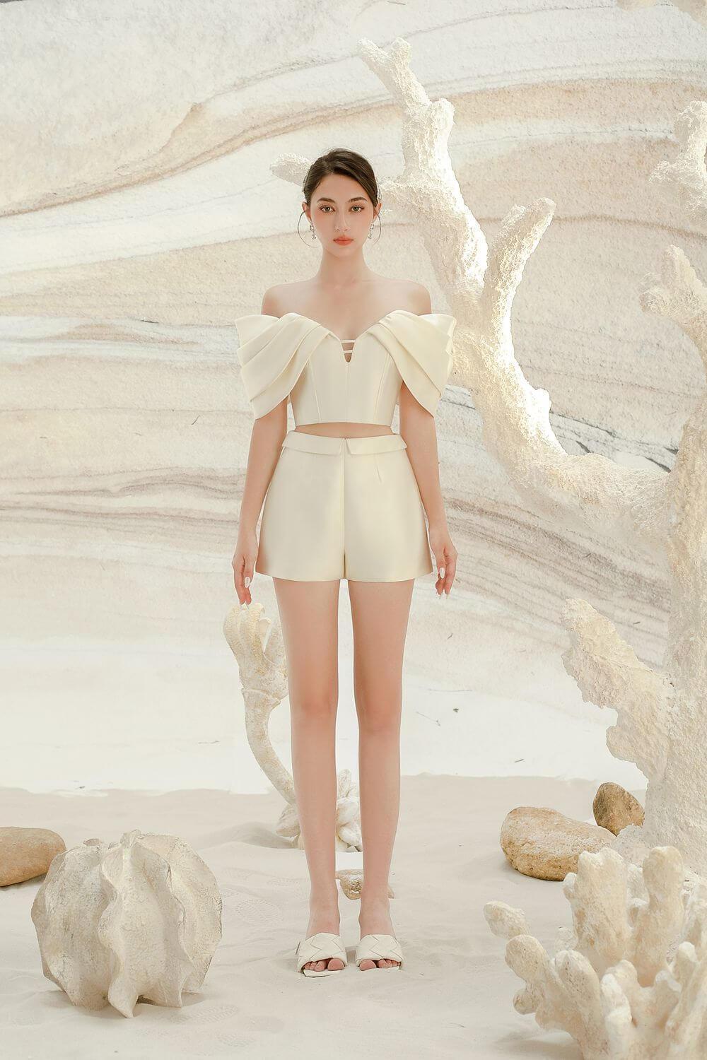 Hebe Draped Taffeta Thigh Length Shorts - MEAN BLVD