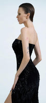 Hedi Strapless Slit Hem Velvet Ankle Length Dress - MEAN BLVD