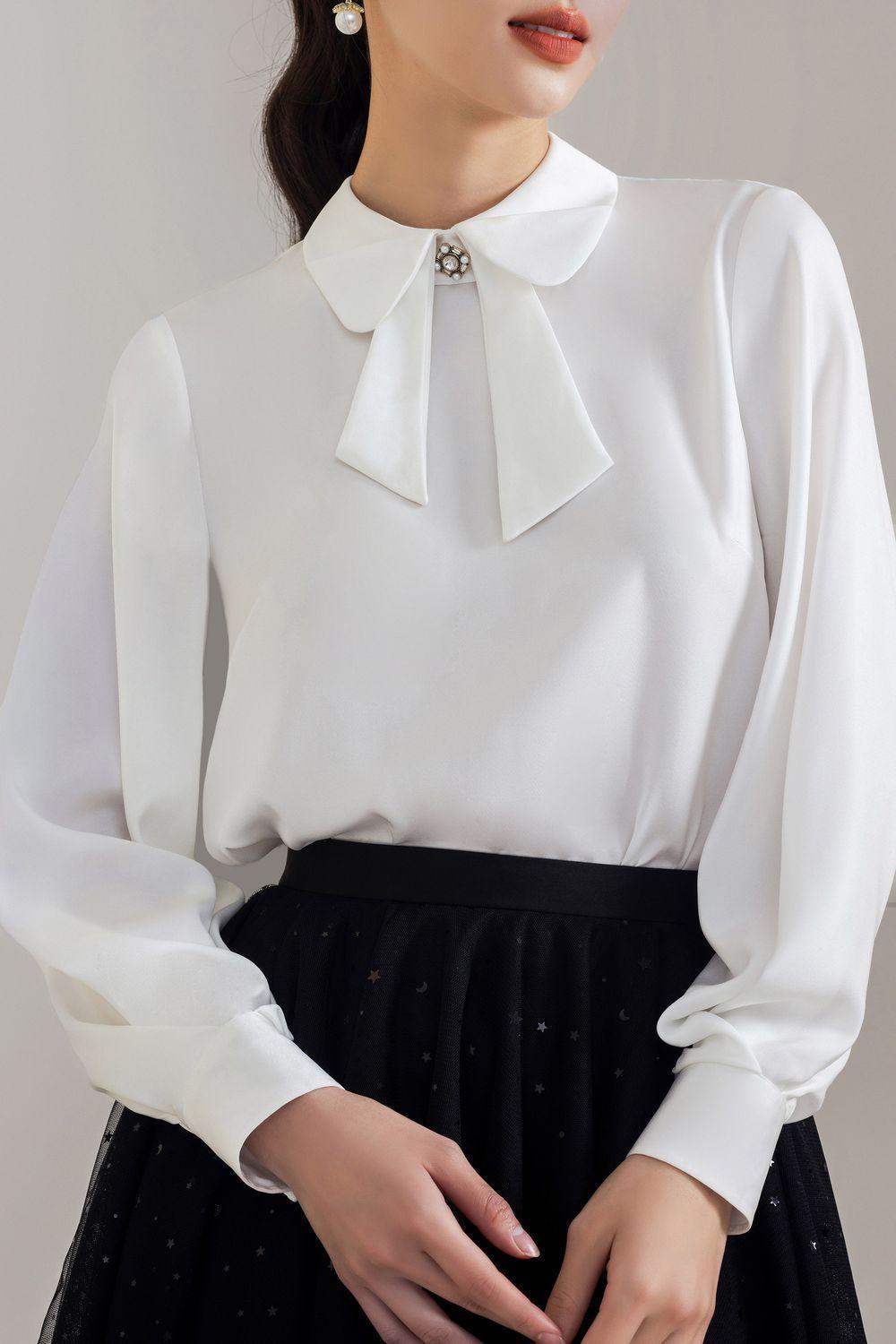 Hedy Straight Cuff Sleeved Silk Top - MEAN BLVD