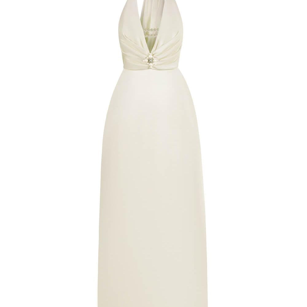 Heidi Halter Draped Silk Satin Maxi Dress - MEAN BLVD