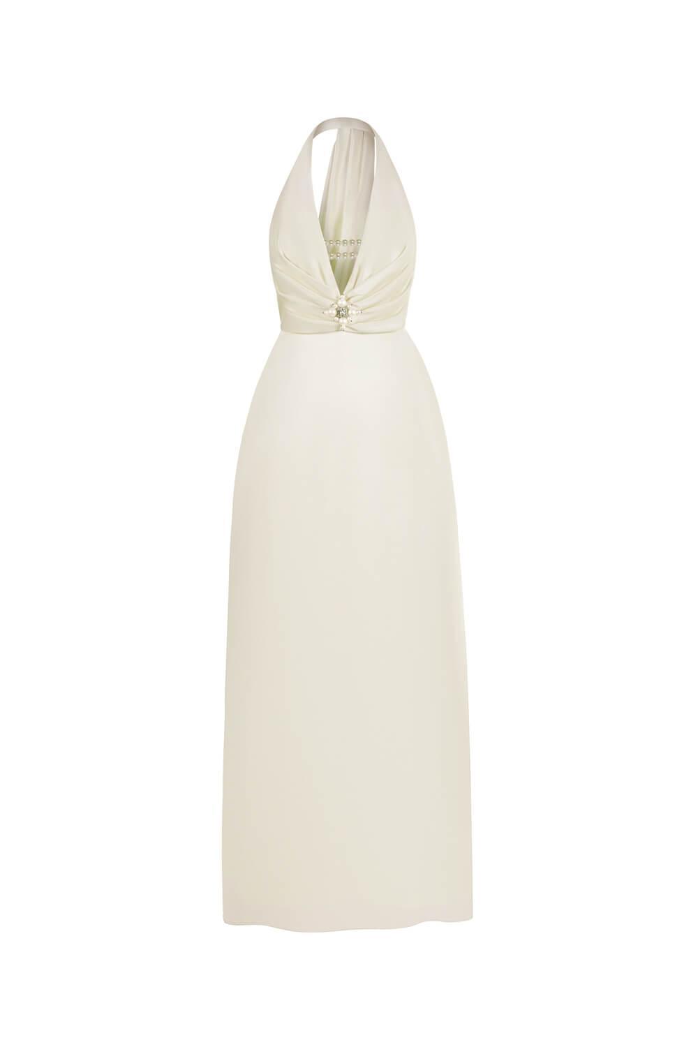 Heidi Halter Draped Silk Satin Maxi Dress - MEAN BLVD