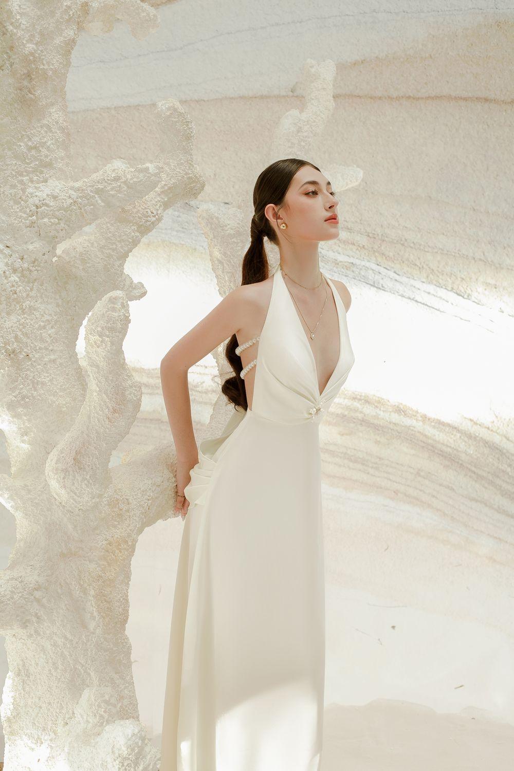 Heidi Halter Draped Silk Satin Maxi Dress - MEAN BLVD
