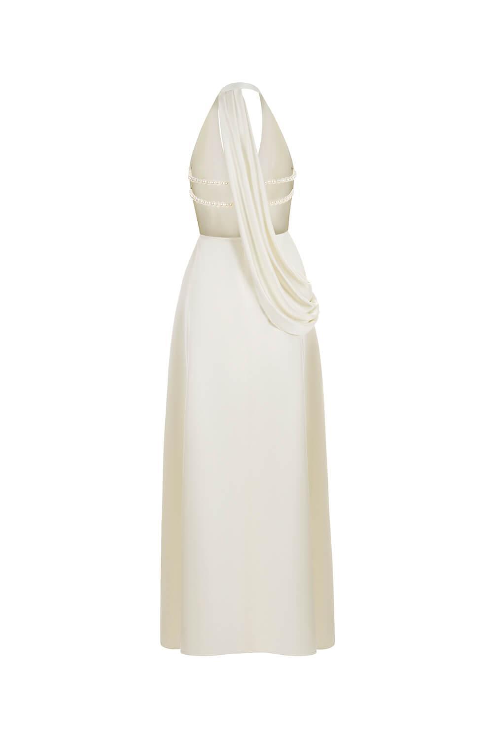 Heidi Halter Draped Silk Satin Maxi Dress - MEAN BLVD