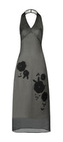 Helena Halter Flower Applique Chiffon Midi Dress - MEAN BLVD