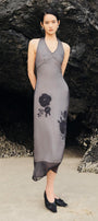 Helena Halter Flower Applique Chiffon Midi Dress - MEAN BLVD