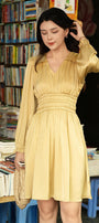 Helga A-line Gathered Silk Satin Above The Knee Dress - MEAN BLVD
