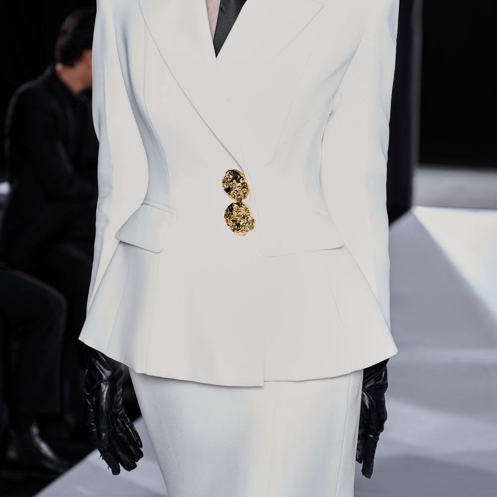 Hening Fit and Flare Peak Lapel Cotton Blazer - MEAN BLVD